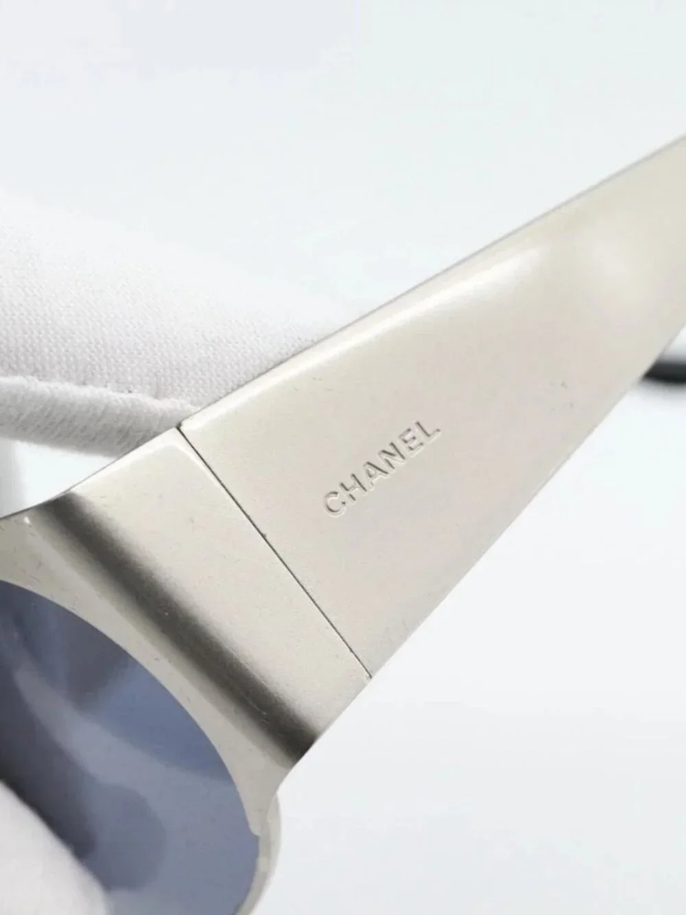 CHANEL Sunglasses metal Silver CC Auth 181482